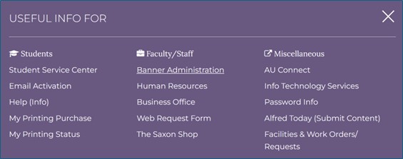 MyAU useful info menu