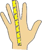 hand with measuring tape stretching between the tip of the middle finger to the wrist