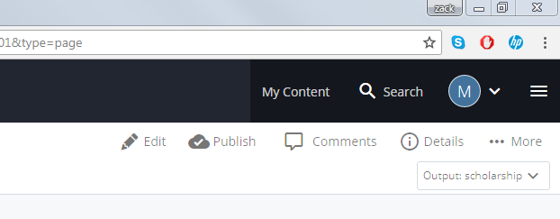Showing where the edit button is on the menu bar at the top of CMS