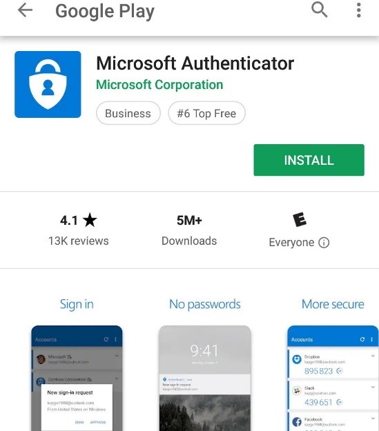 microsoft authenticator app on Google Play