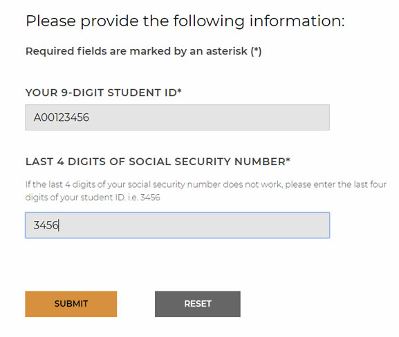 Screenshot of the Student Account Activation page showing where to input your information