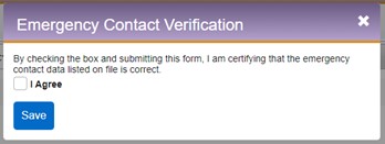 emergency contact verification screenshot for instructional page