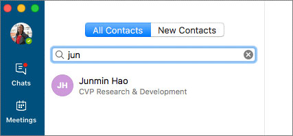 Search contacts window