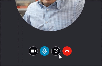 Window showing a call with the cursor over the share screen button