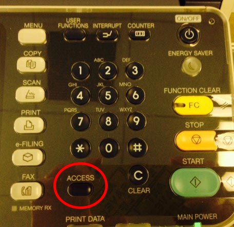 access button on printer