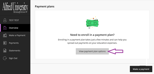 Payment options plan