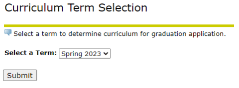 Image showing the option to select a term in BannerWeb