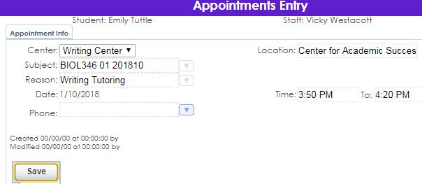 Example of appointment preview awaiting confirmation